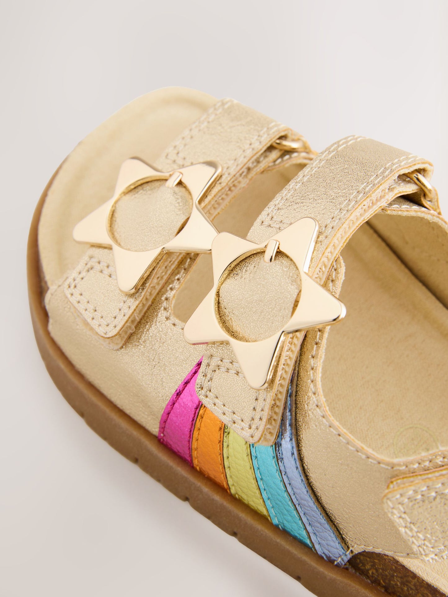 Little Bird by Jools Oliver Gold Metallic Rainbow Double Buckle Footbed Sandals image 4