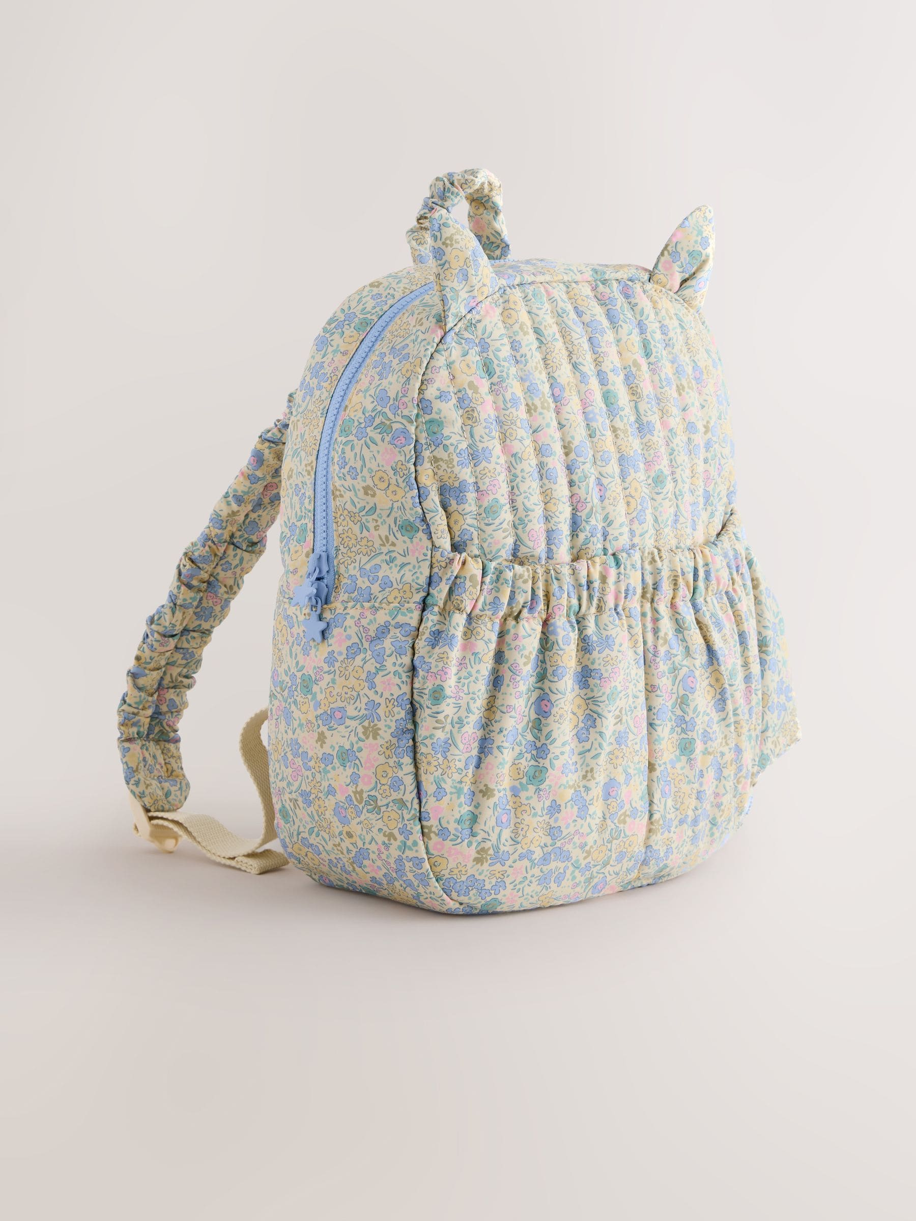 Floral Blue Ditsy Cat Backpack image 1