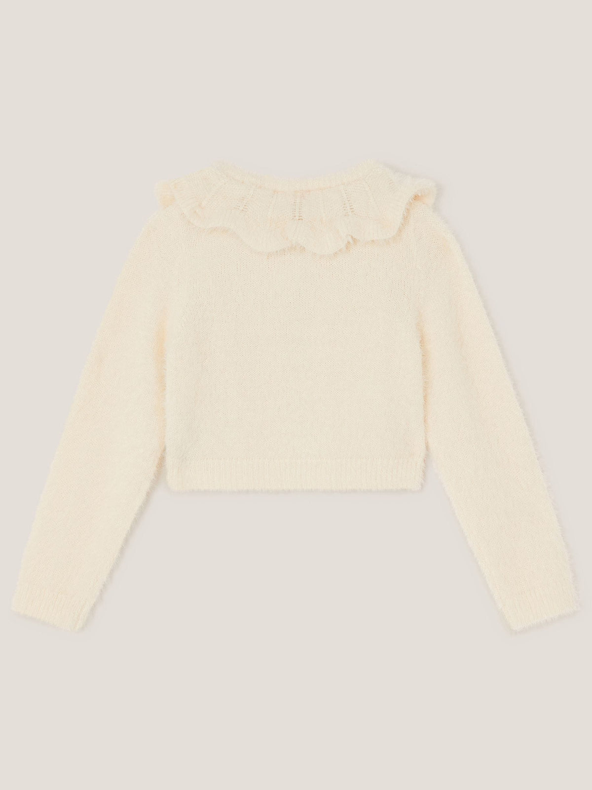 Monsoon Cream Embellished Collar Fuzzy Cardigan - image 2
