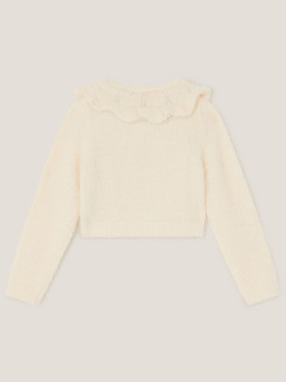 Monsoon Cream Embellished Collar Fuzzy Cardigan - image 2