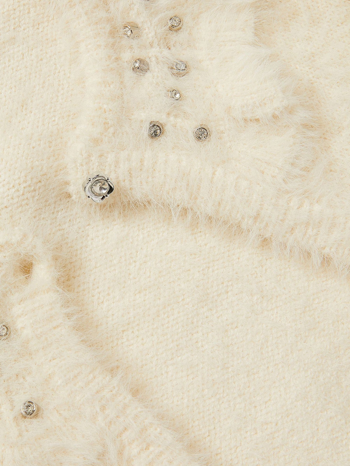 Monsoon Cream Embellished Collar Fuzzy Cardigan - image 3