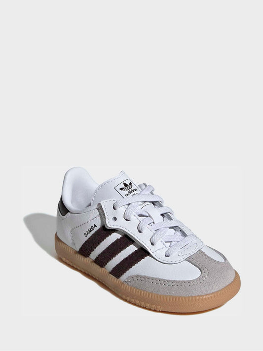 adidas Originals White/Black/Grey Samba OG Comfort Closure Elastic Lace Infant Trainers image 1