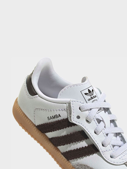 adidas Originals White/Black/Grey Samba OG Comfort Closure Elastic Lace Infant Trainers image 6