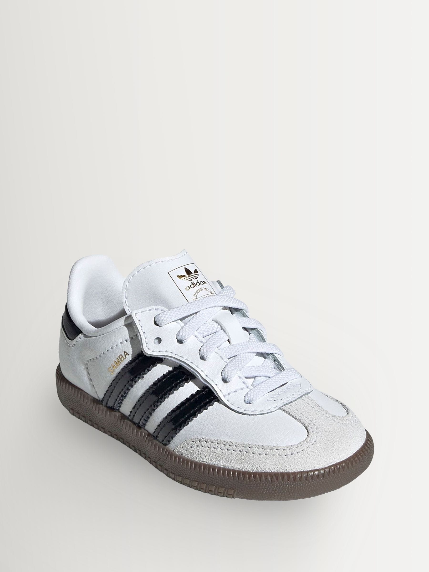 adidas Originals White/Black Samba OG Comfort Closure Elastic Lace Infant Trainers image 2