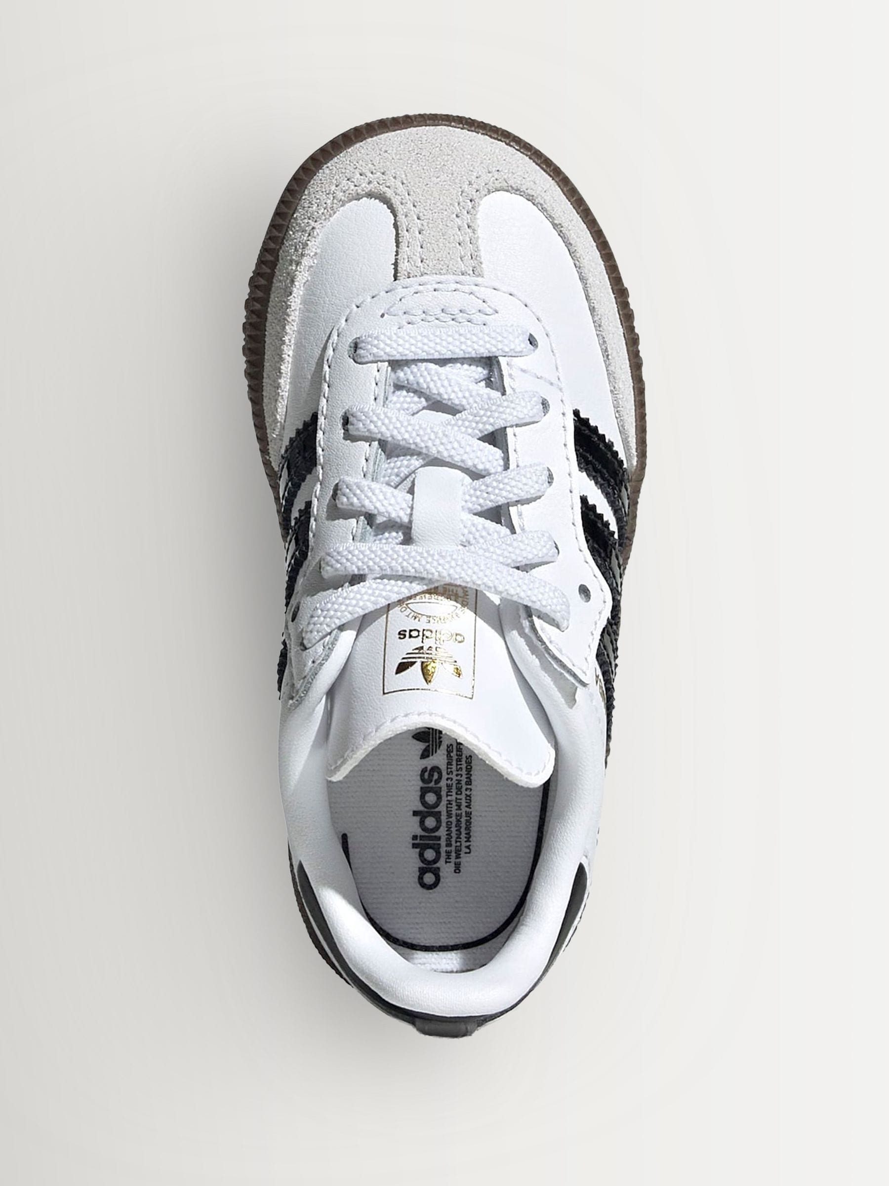 adidas Originals White/Black Samba OG Comfort Closure Elastic Lace Infant Trainers image 4