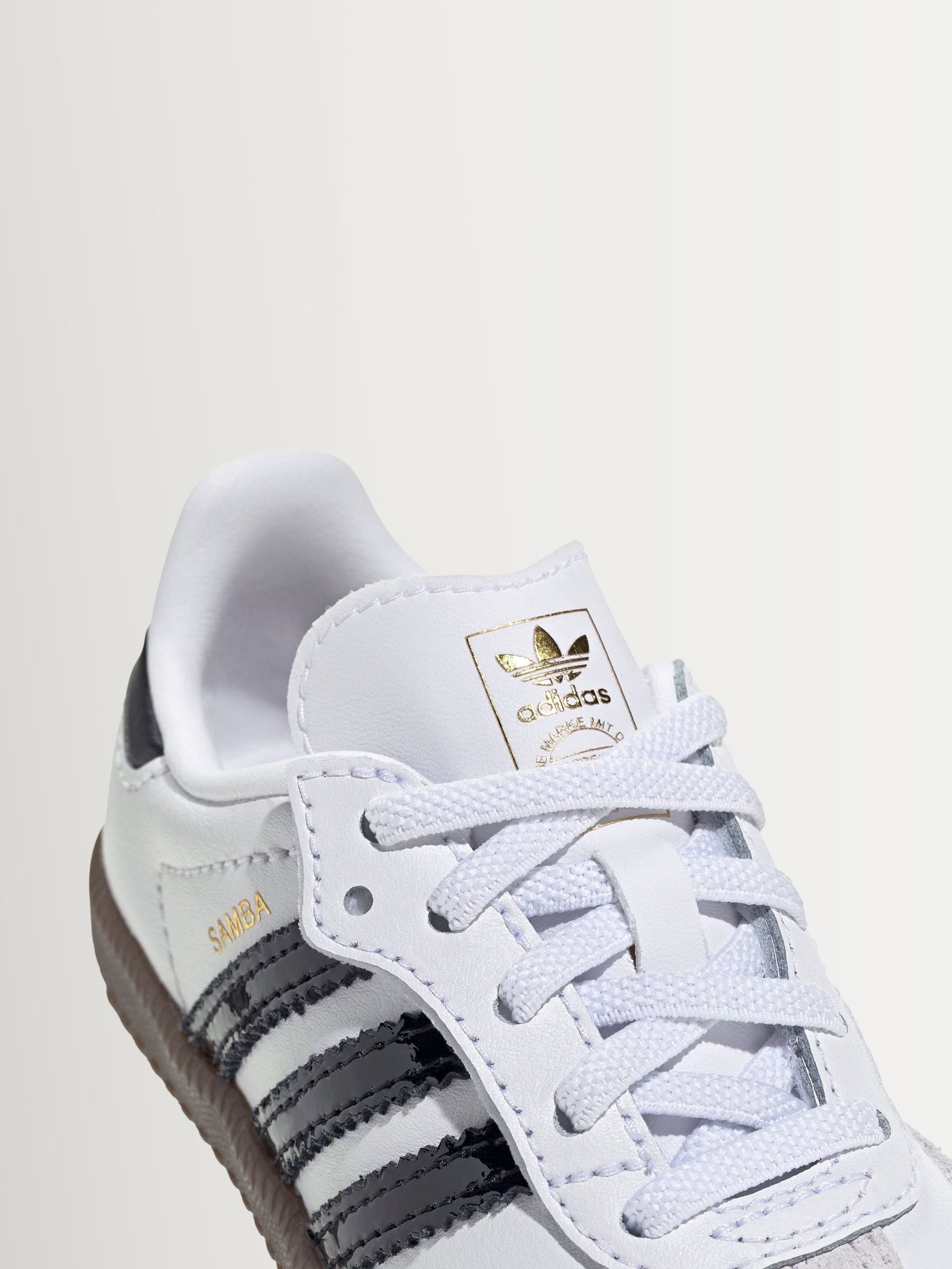 adidas Originals White/Black Samba OG Comfort Closure Elastic Lace Infant Trainers image 6