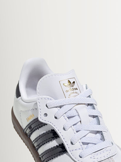 adidas Originals White/Black Samba OG Comfort Closure Elastic Lace Infant Trainers image 6