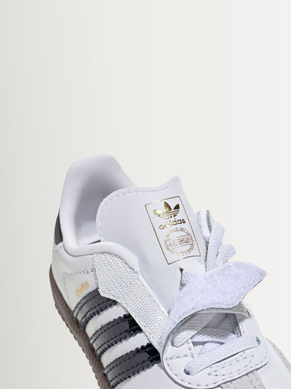 adidas Originals White/Black Samba OG Comfort Closure Elastic Lace Infant Trainers image 8