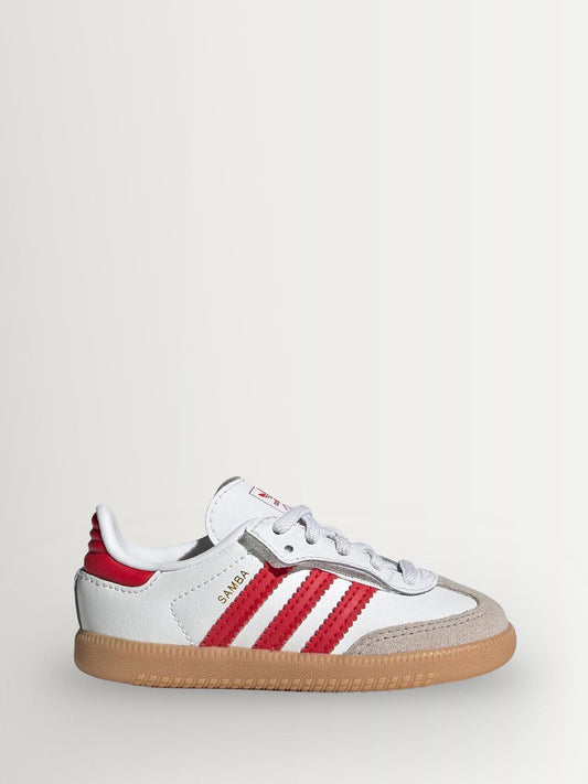 adidas Originals White/Red/Grey Samba OG Comfort Closure Elastic Lace Trainers image 1