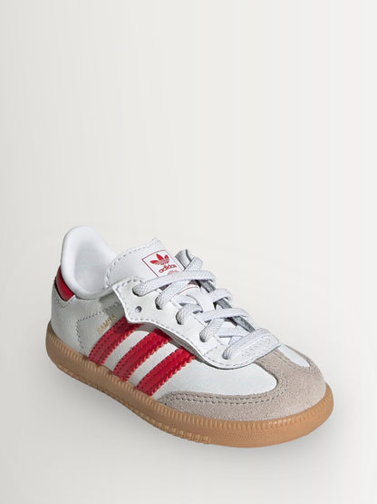 adidas Originals White/Red/Grey Samba OG Comfort Closure Elastic Lace Trainers image 3