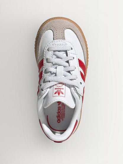 adidas Originals White/Red/Grey Samba OG Comfort Closure Elastic Lace Trainers image 5