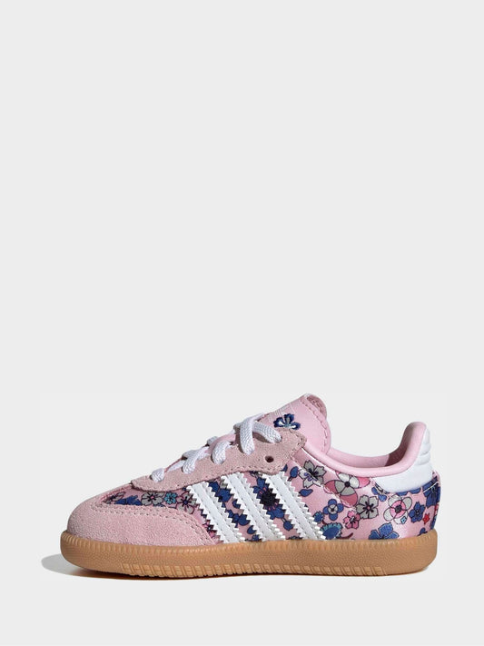 adidas Originals Pink Floral x Liberty London Samba OG Comfort Closure Elastic Lace Infant Trainers image 2