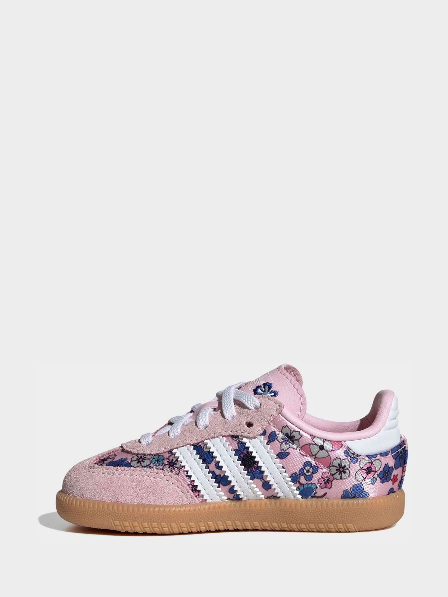 adidas Originals Pink Floral x Liberty London Samba OG Comfort Closure Elastic Lace Infant Trainers image 2