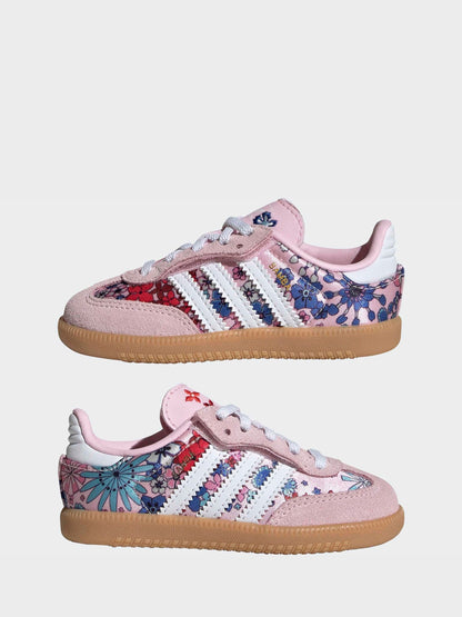 adidas Originals Pink Floral x Liberty London Samba OG Comfort Closure Elastic Lace Infant Trainers image 6