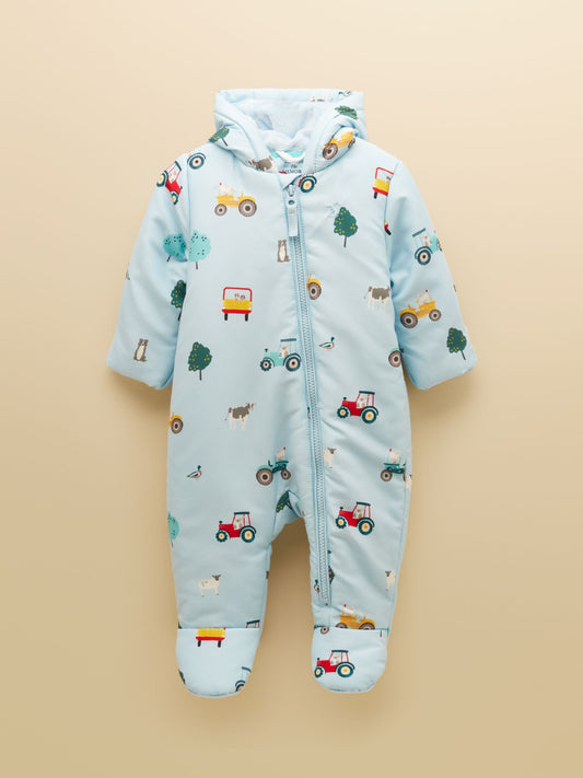 Joules Baby Padded Blue Zip Through Pramsuit - image 1