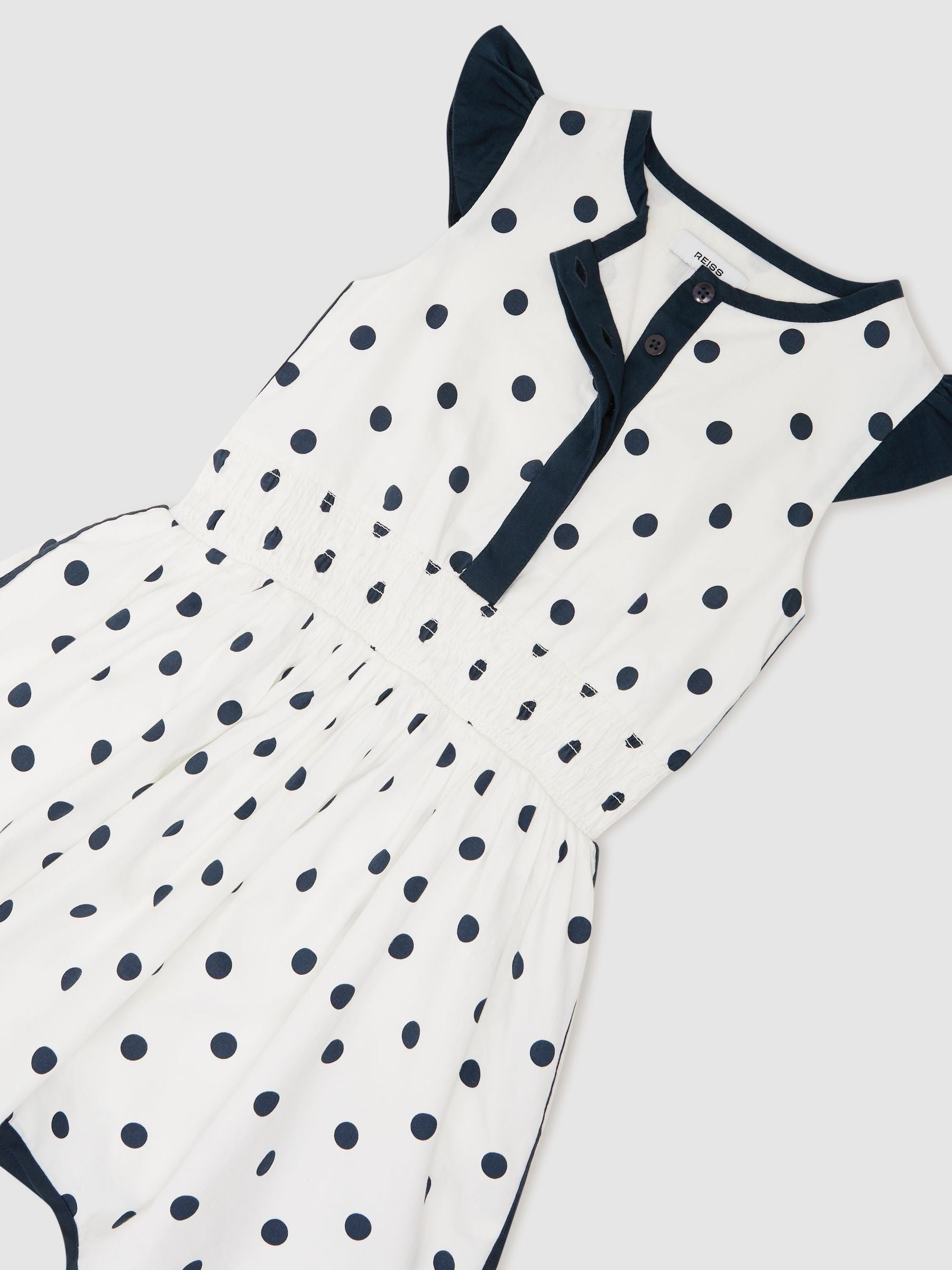 Reiss Navy/White Clarence 3-9 yrs Cotton Polka-Dot Waisted Dress image 3