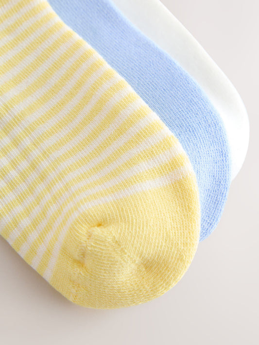 Blue/Yellow Cotton Rich Cushioned Sole Ankle Socks 3 Pack image 3