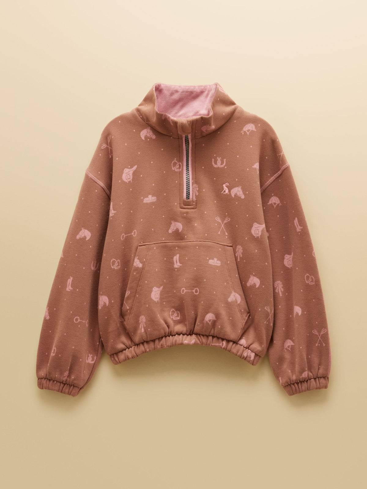 Dsiney Kidz - Joules Girls' Kennedy Chocolate Brown Cropped Quarter Zip Sweatshirt image 2
