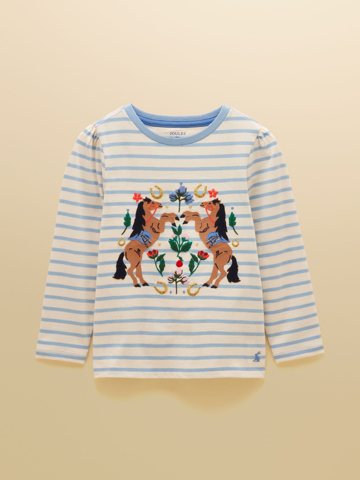 Dsiney Kidz - Joules Girls' Ava Blue Stripe Applique Long Sleeve Top image 1