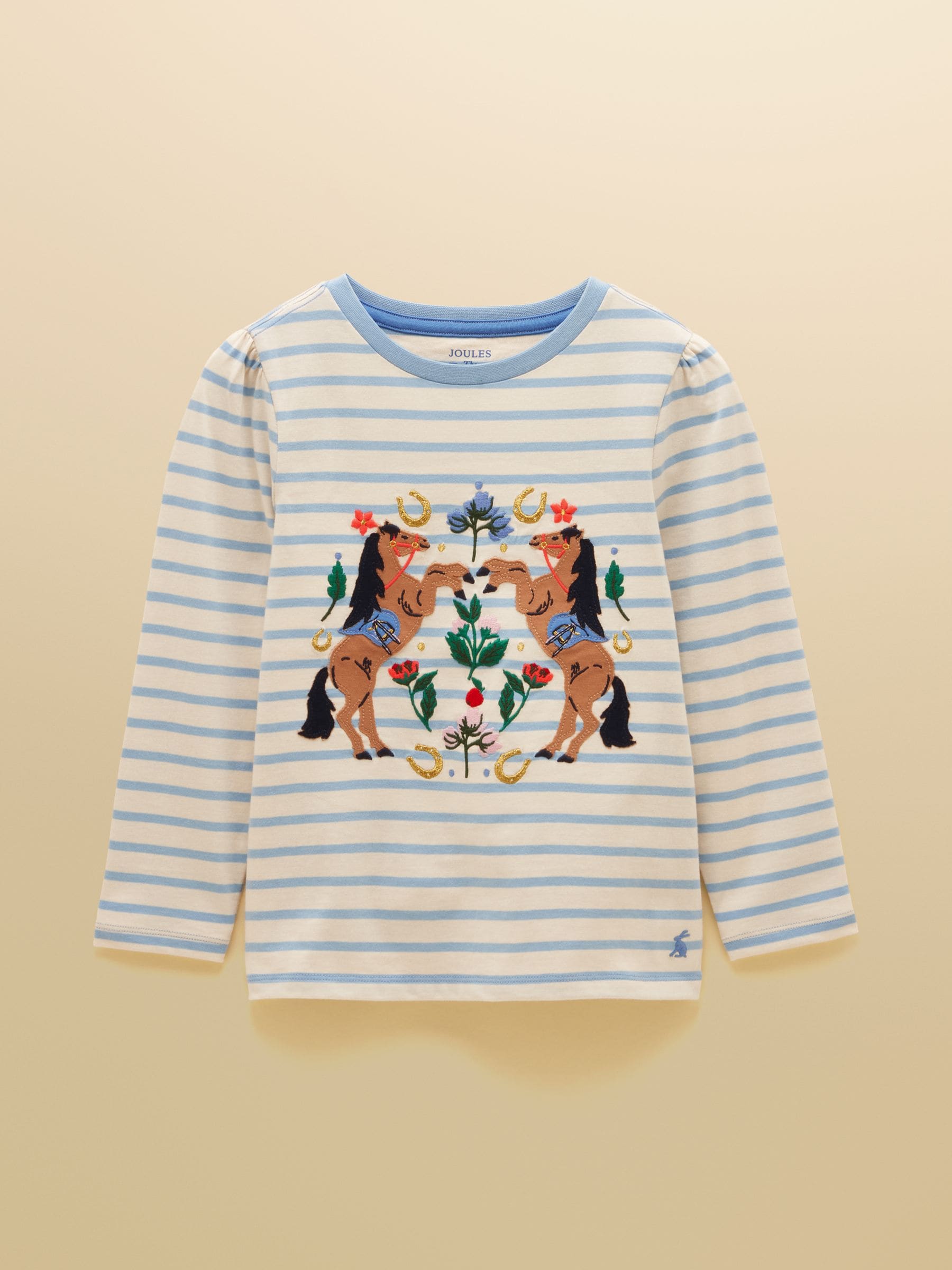 Dsiney Kidz - Joules Girls' Ava Blue Stripe Applique Long Sleeve Top image 1