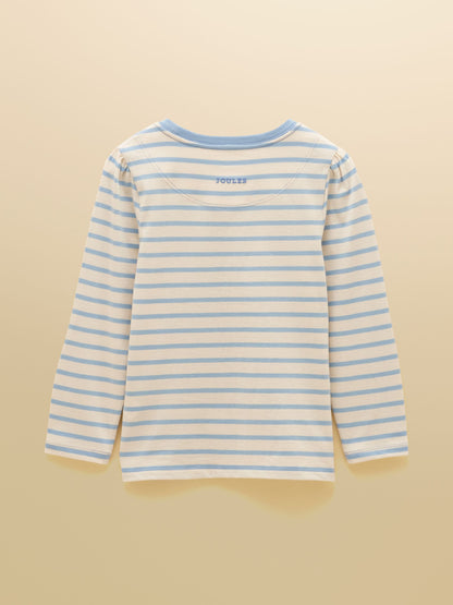 Dsiney Kidz - Joules Girls' Ava Blue Stripe Applique Long Sleeve Top image 2