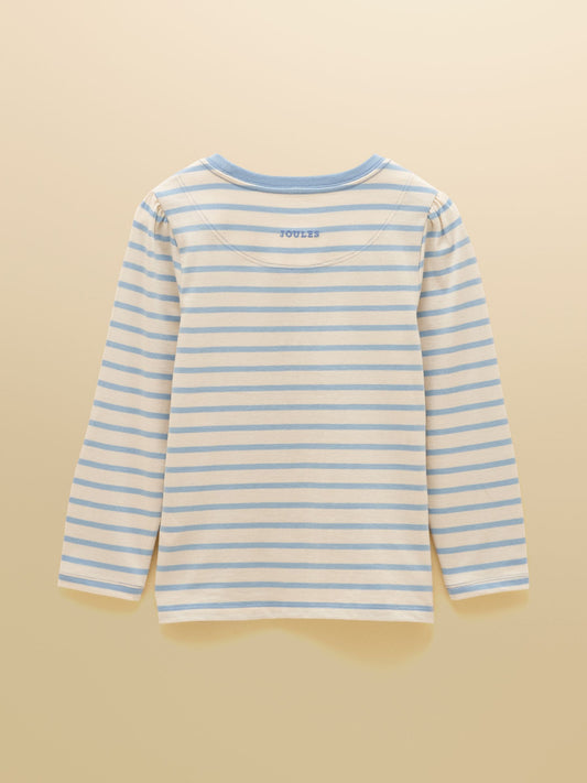 Dsiney Kidz - Joules Girls' Ava Blue Stripe Applique Long Sleeve Top image 2