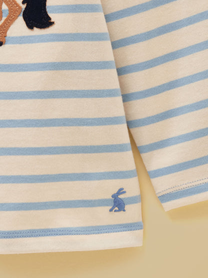 Dsiney Kidz - Joules Girls' Ava Blue Stripe Applique Long Sleeve Top image 3