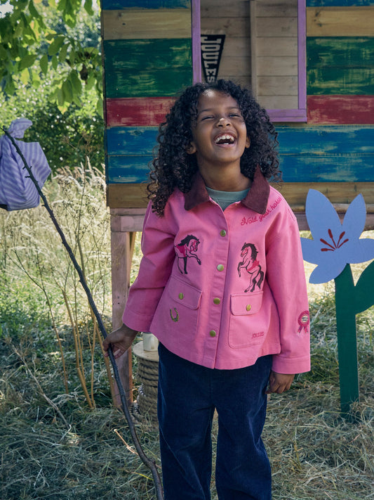Dsiney Kidz - Joules Girls' Langley Pink Embroidered Item Jacket image 1