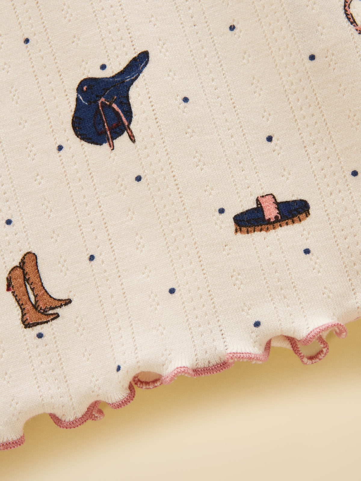Joules Girls' Odelia Cream Horse Long Sleeve Pointelle Top - image 4