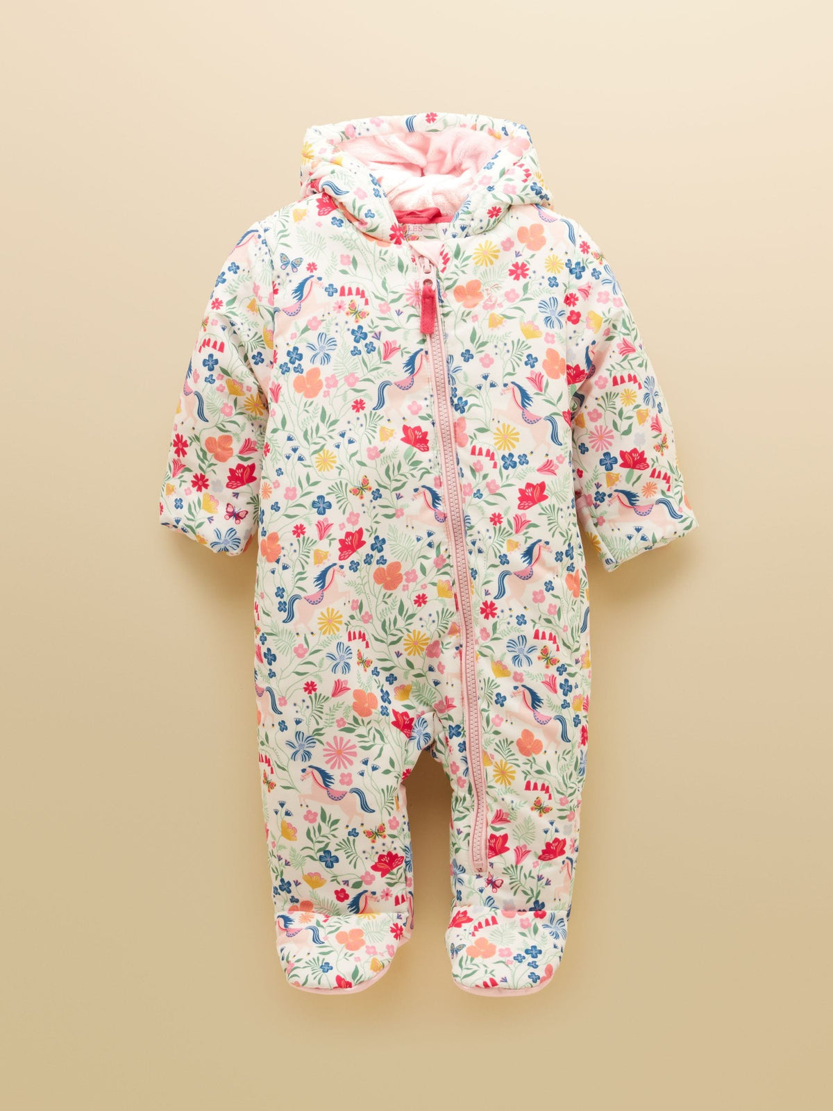 Joules Baby Padded Pink Zip Through Pramsuit - image 1