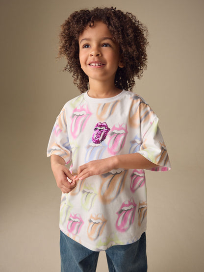 Dsiney Kidz - Multi Rainbow Sequin The Rolling Stones Band T-Shirt (3-16yrs) image 1