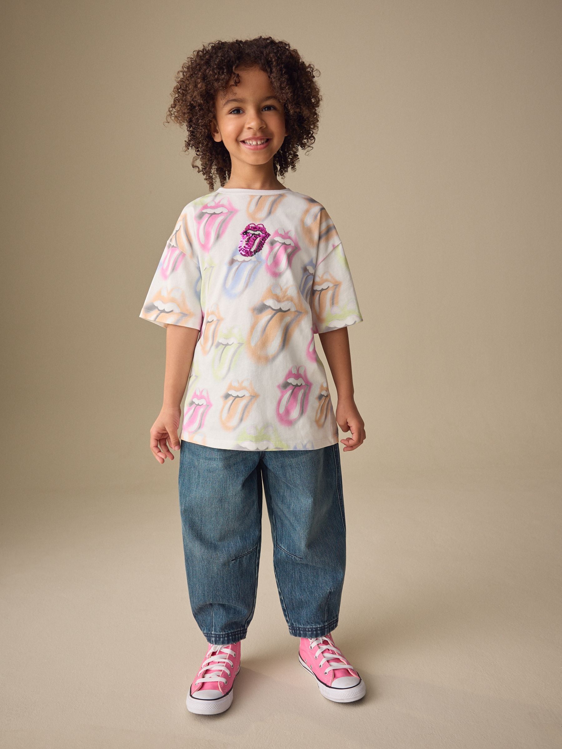 Dsiney Kidz - Multi Rainbow Sequin The Rolling Stones Band T-Shirt (3-16yrs) image 2
