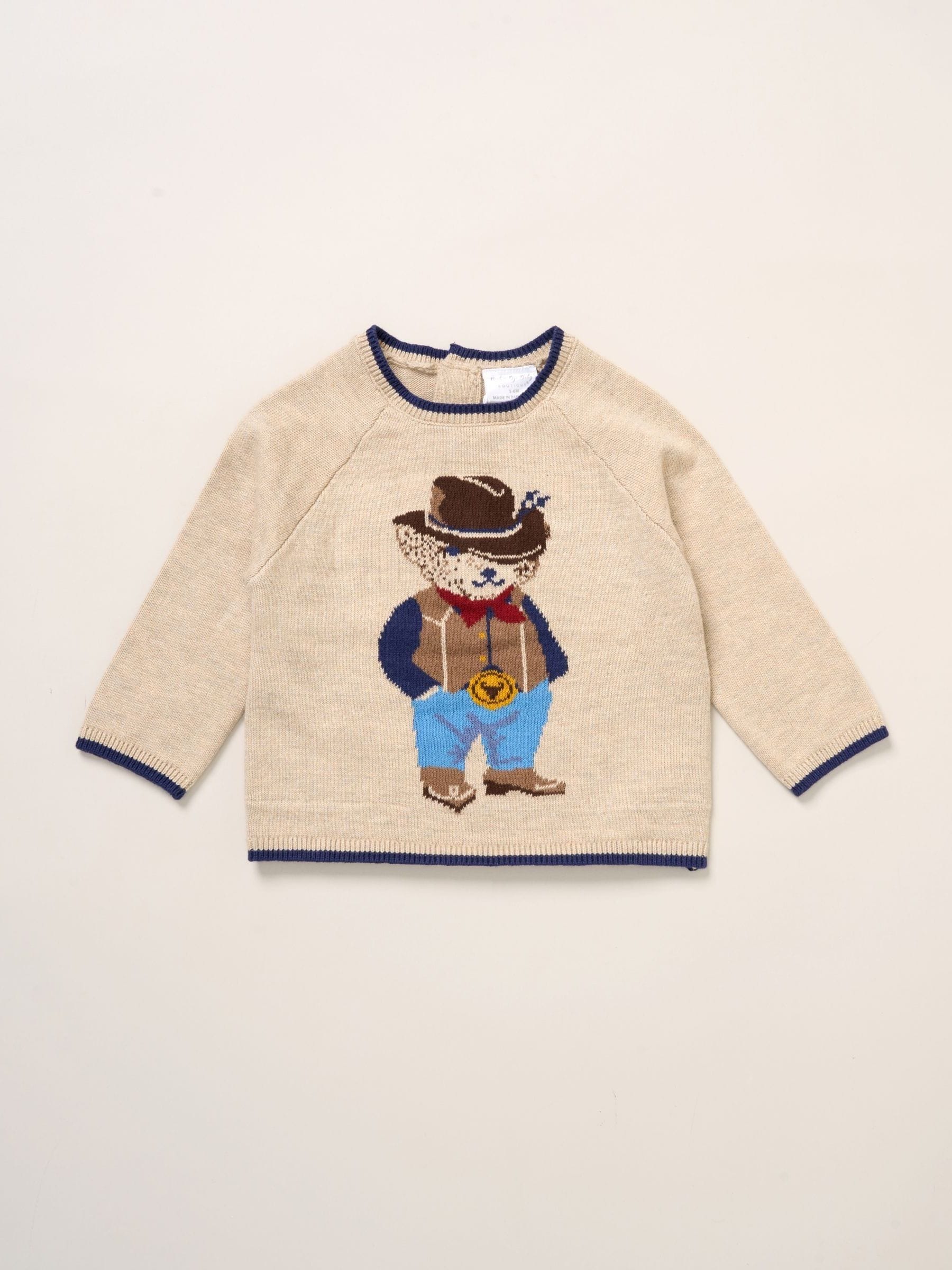 Rock-A-Bye Baby Boutique Brown True Knit Cowboy Bear Jumper And Trousers Outfit Set image 3