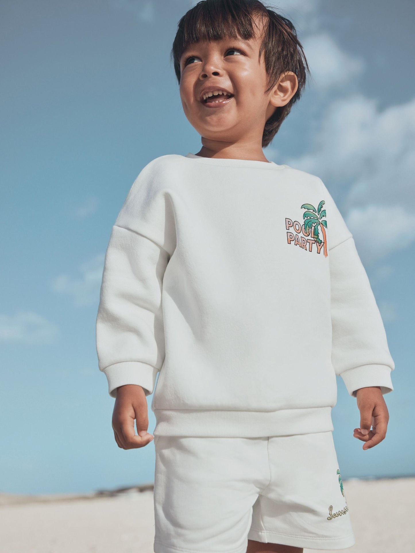 Ecru/White Crew Neck Sweatshirt and Shorts Set (3mths-7yrs) (3mths-7yrs) image 4