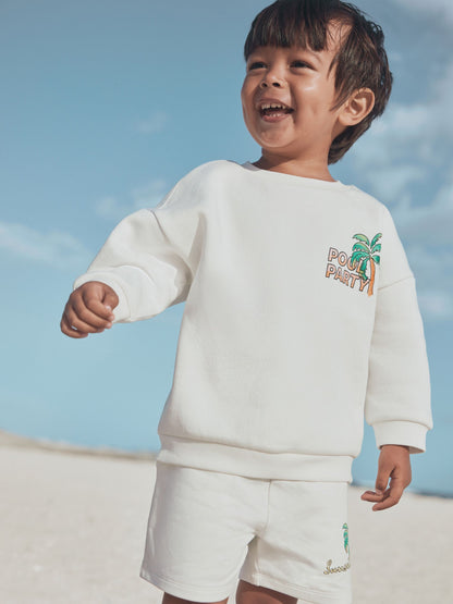 Ecru/White Crew Neck Sweatshirt and Shorts Set (3mths-7yrs) (3mths-7yrs) image 5