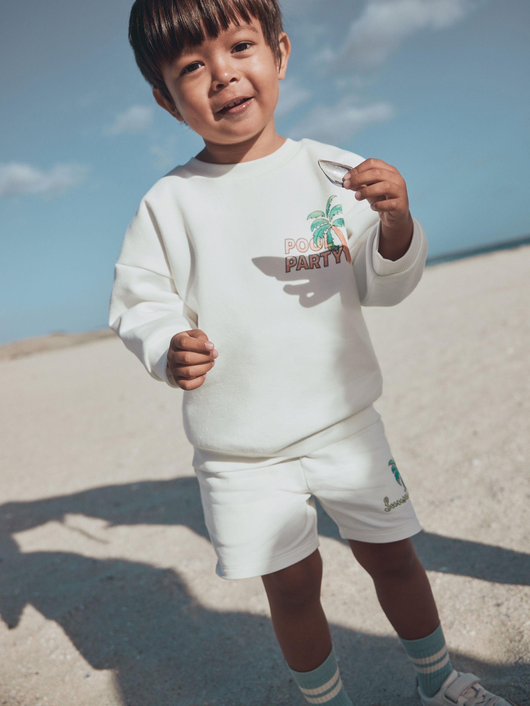 Ecru/White Crew Neck Sweatshirt and Shorts Set (3mths-7yrs) (3mths-7yrs) image 6