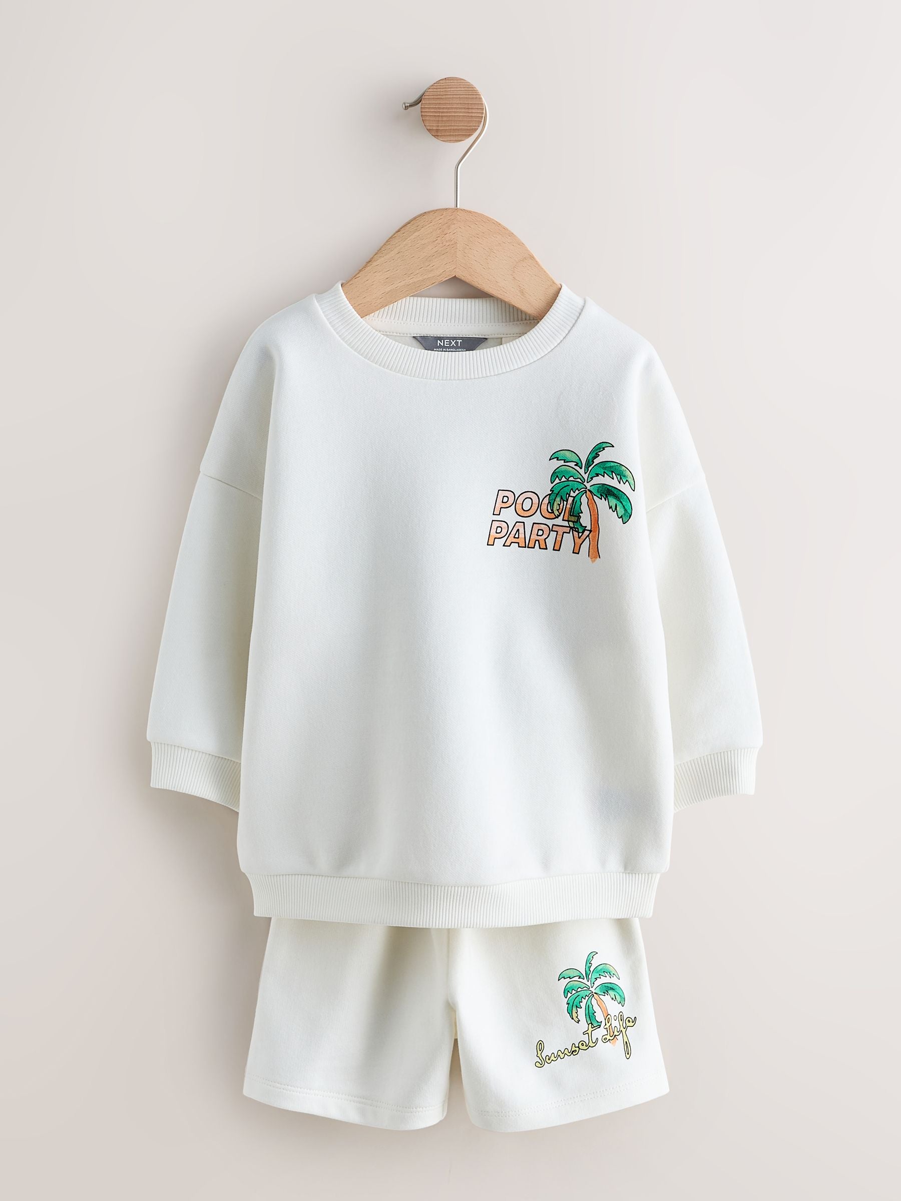 Ecru/White Crew Neck Sweatshirt and Shorts Set (3mths-7yrs) (3mths-7yrs) image 9