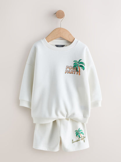 Ecru/White Crew Neck Sweatshirt and Shorts Set (3mths-7yrs) (3mths-7yrs) image 10