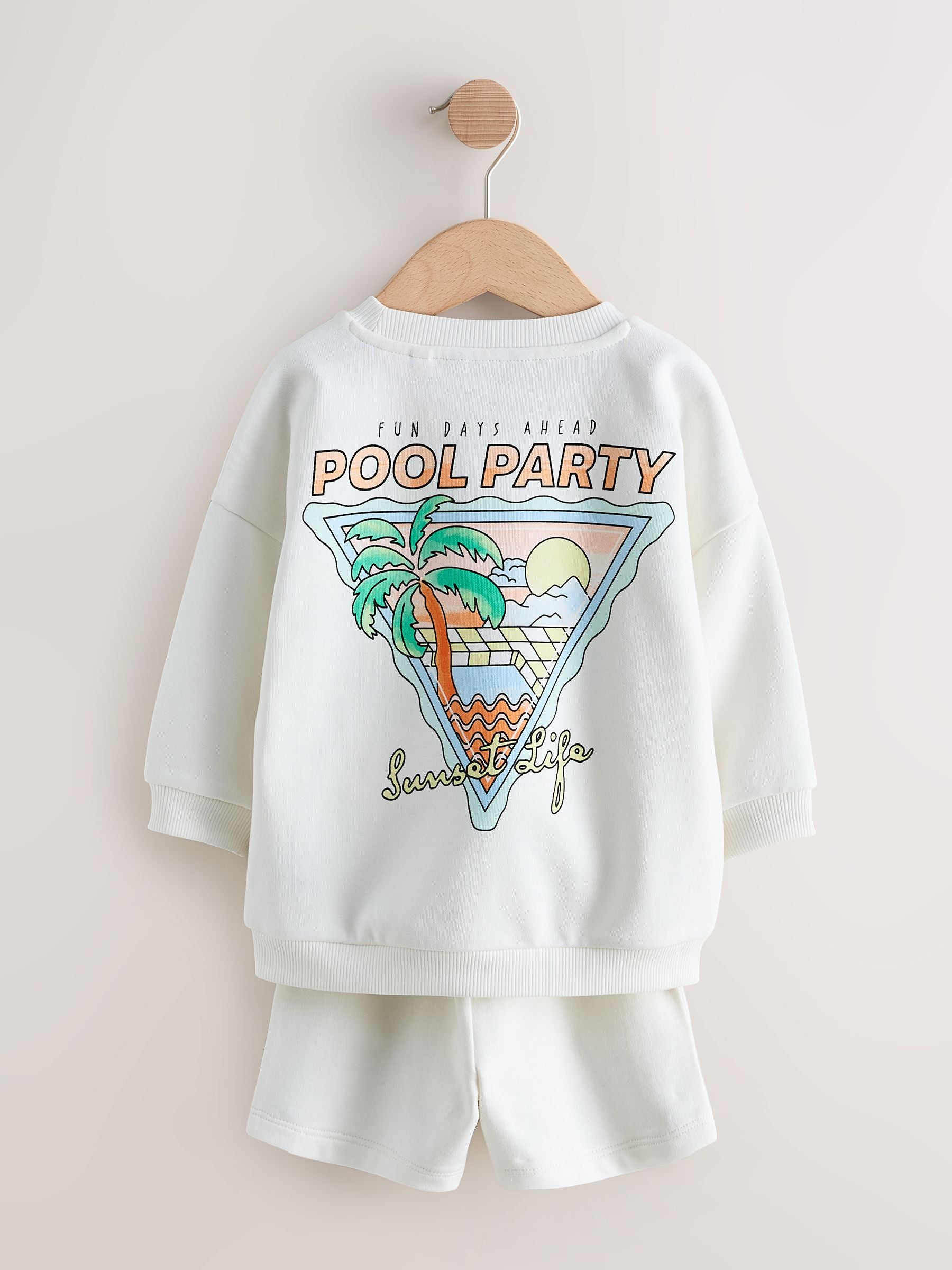 Ecru/White Crew Neck Sweatshirt and Shorts Set (3mths-7yrs) (3mths-7yrs) image 9