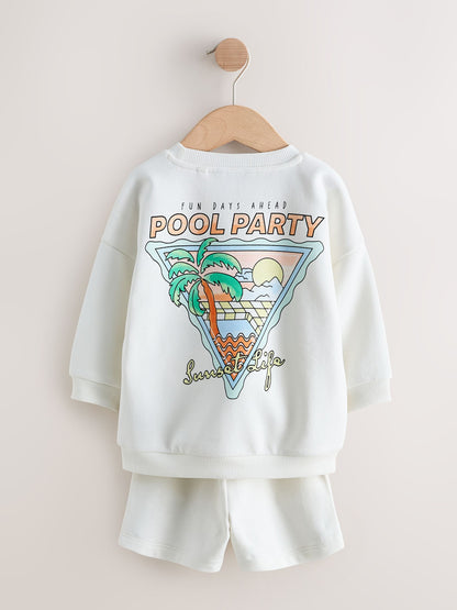 Ecru/White Crew Neck Sweatshirt and Shorts Set (3mths-7yrs) (3mths-7yrs) image 9