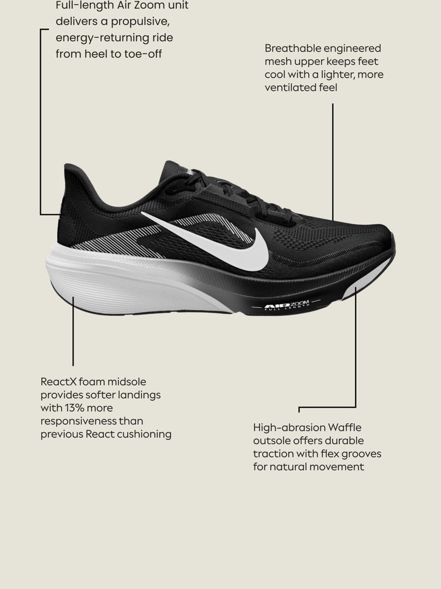 Nike Grey Green Pegasus 42 Road Running Trainers image 3