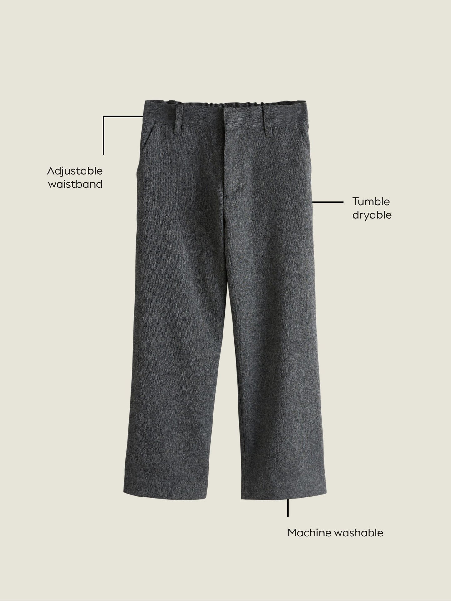 Dsiney Kidz - Grey Looser Leg Standard Waist School Trousers (5-17yrs) image 4