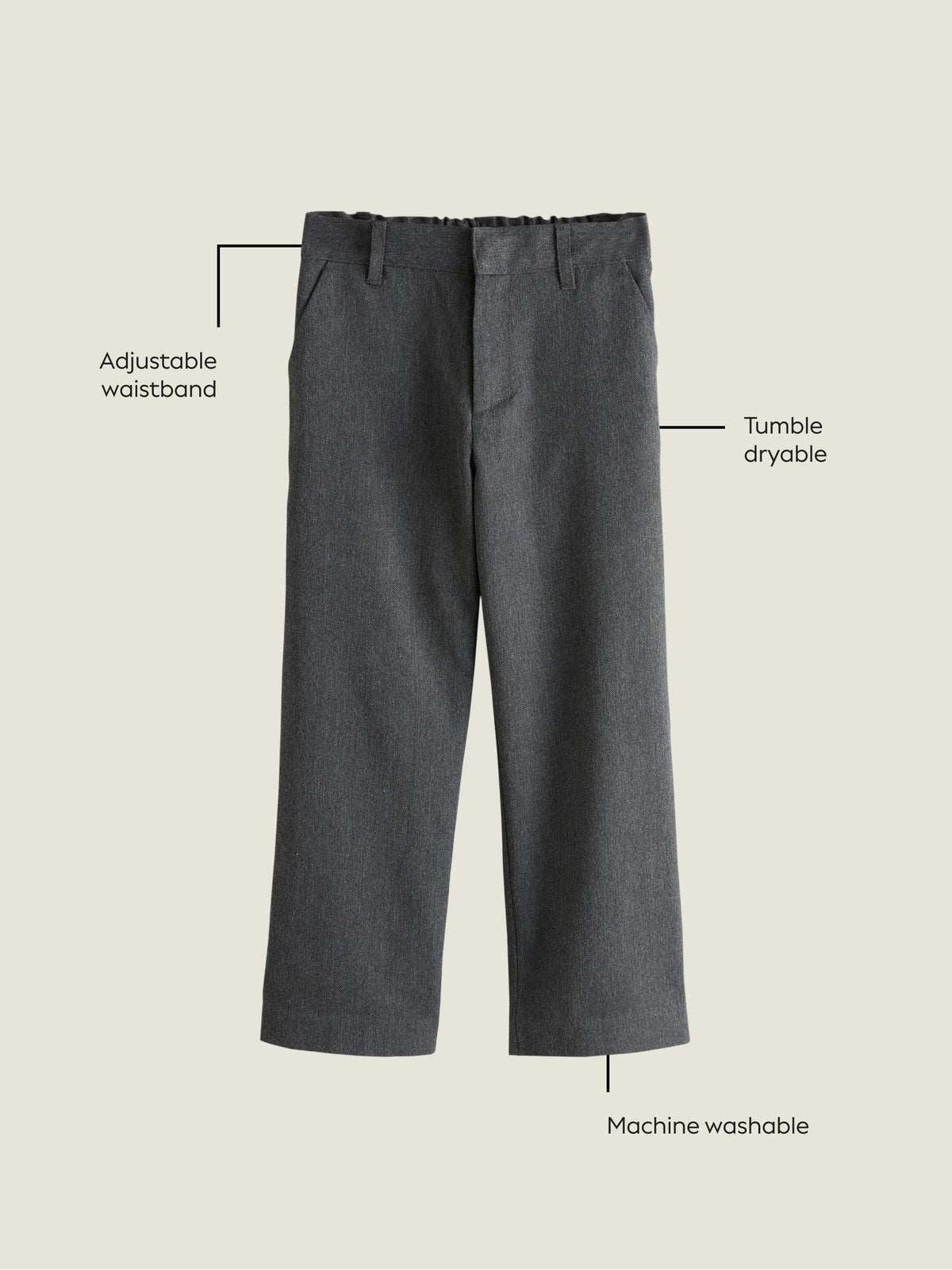 Dsiney Kidz - Grey Looser Leg Standard Waist School Trousers (5-17yrs) image 4