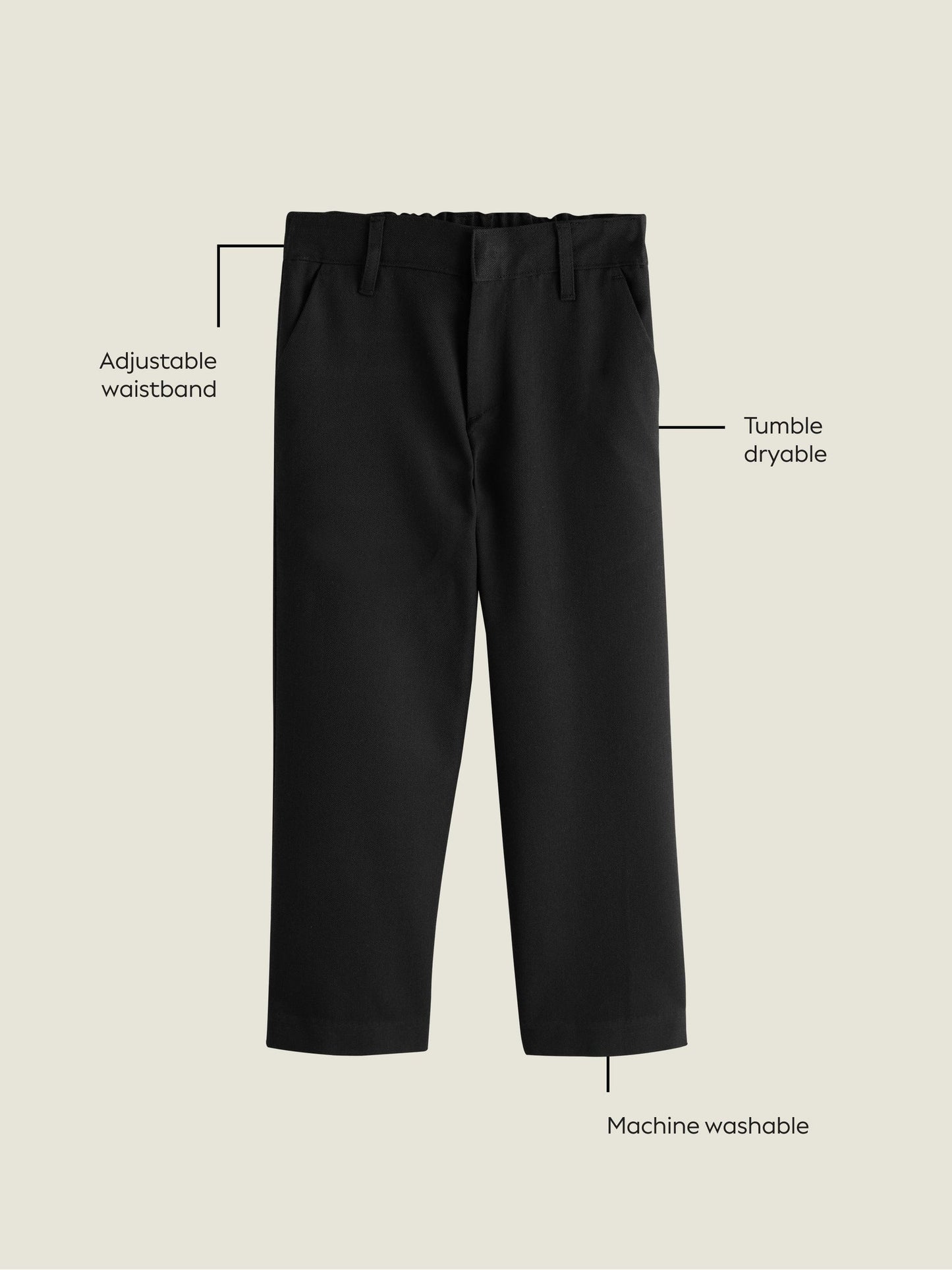 Dsiney Kidz - Black Looser Leg Standard Waist School Trousers (5-17yrs) image 4