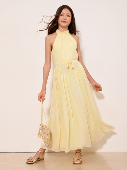 Dsiney Kidz - Lipsy Buttermilk Yellow Teen Halter Seamed Maxi Occasion Dress (10-16yrs) image 1