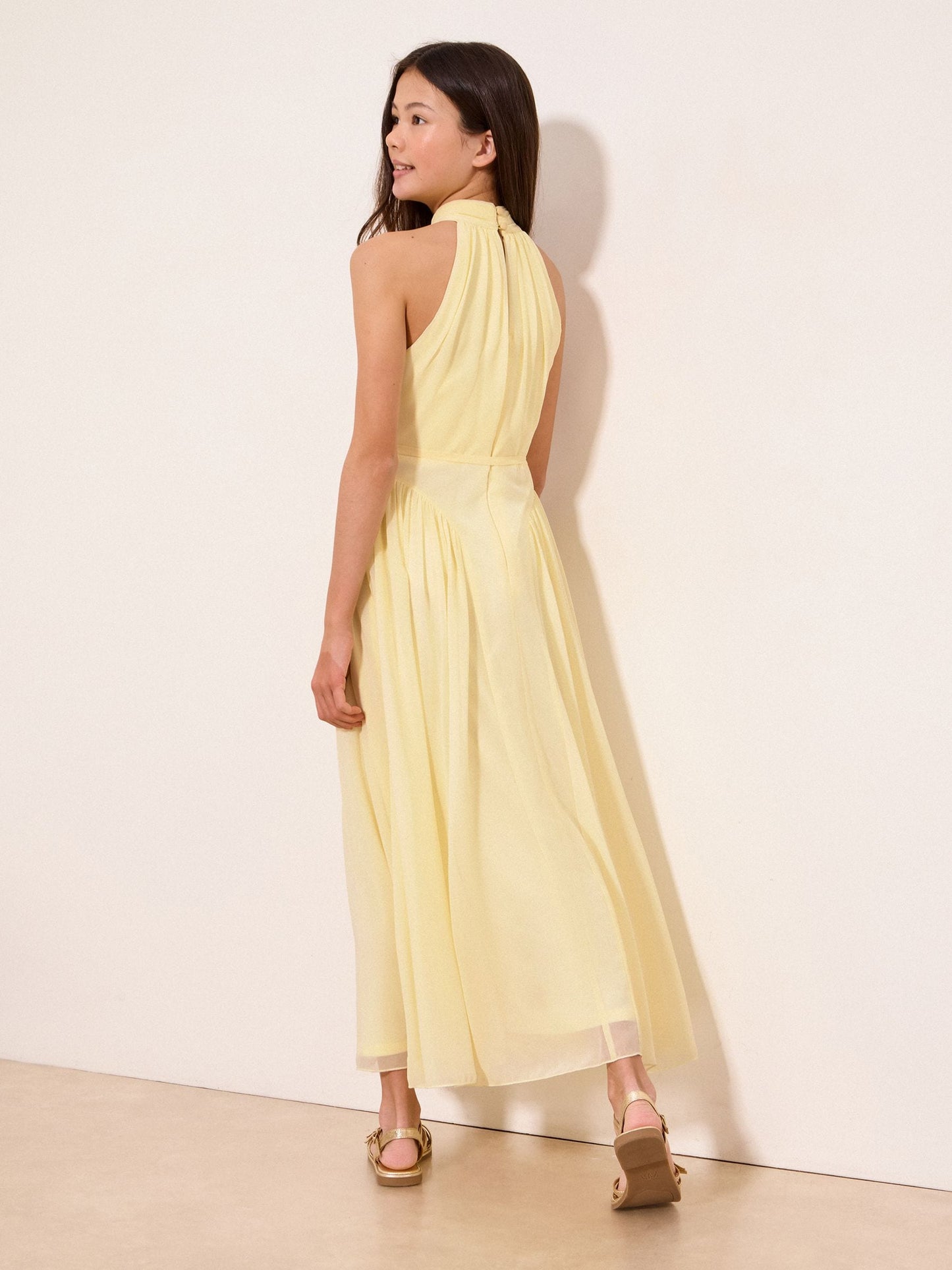 Lipsy Buttermilk Yellow Teen Halter Seamed Maxi Occasion Dress (10-16yrs) image 4