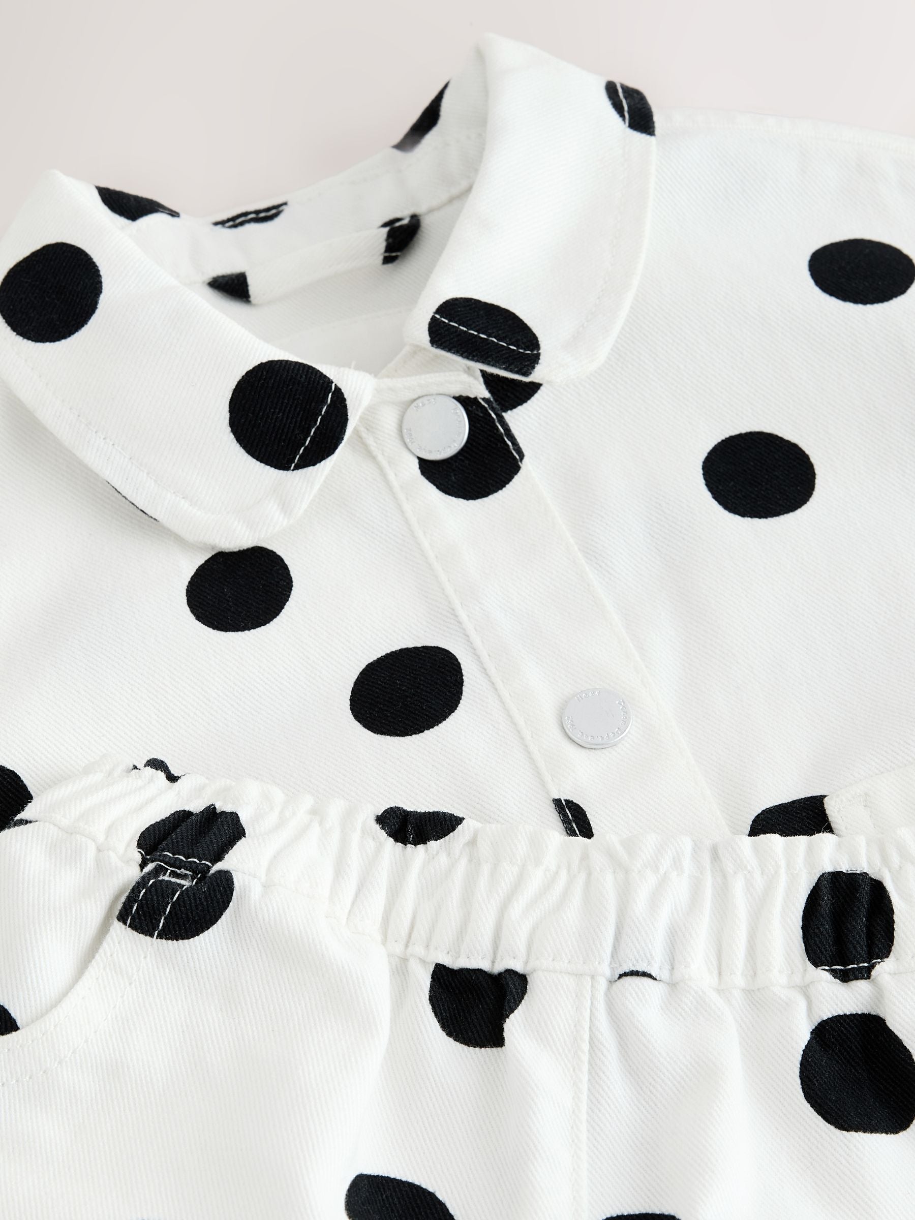White/Black Polka Dot Printed Jacket And Shorts Set (3mths-7yrs) image 8