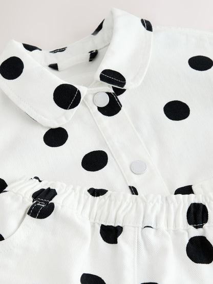 White/Black Polka Dot Printed Jacket And Shorts Set (3mths-7yrs) image 8