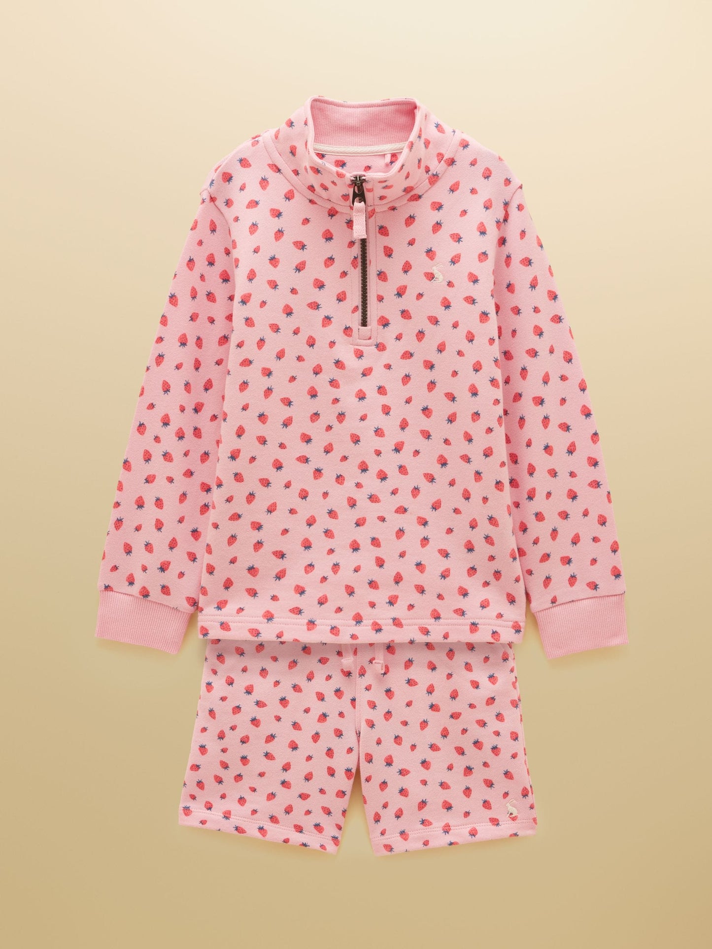 Joules Kids' Pink Quarter Zip Sweatshirt and Shorts Set image 1