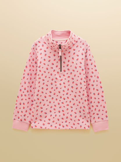 Joules Kids' Pink Quarter Zip Sweatshirt and Shorts Set image 2